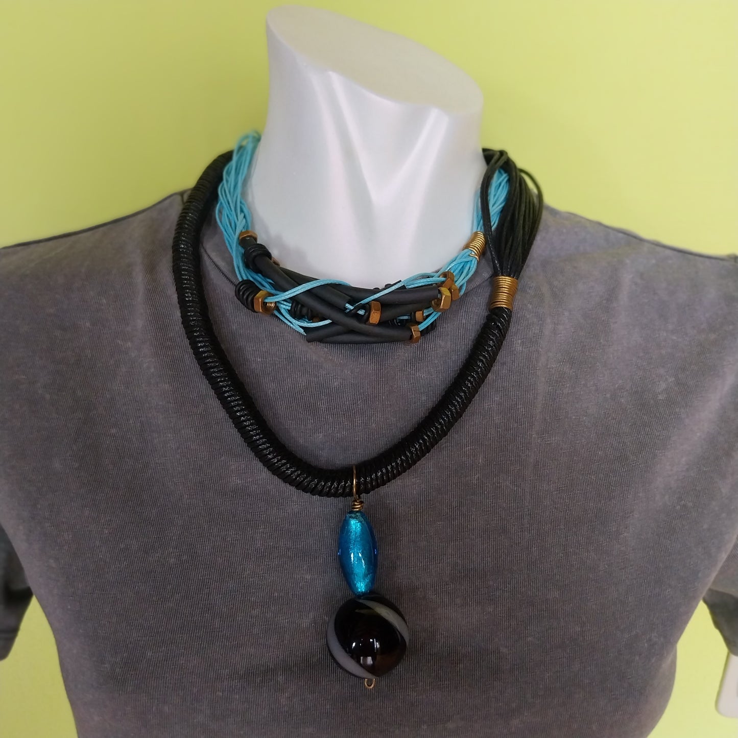 Close-up of Scank Necklace bold artisan Italian jewelry
