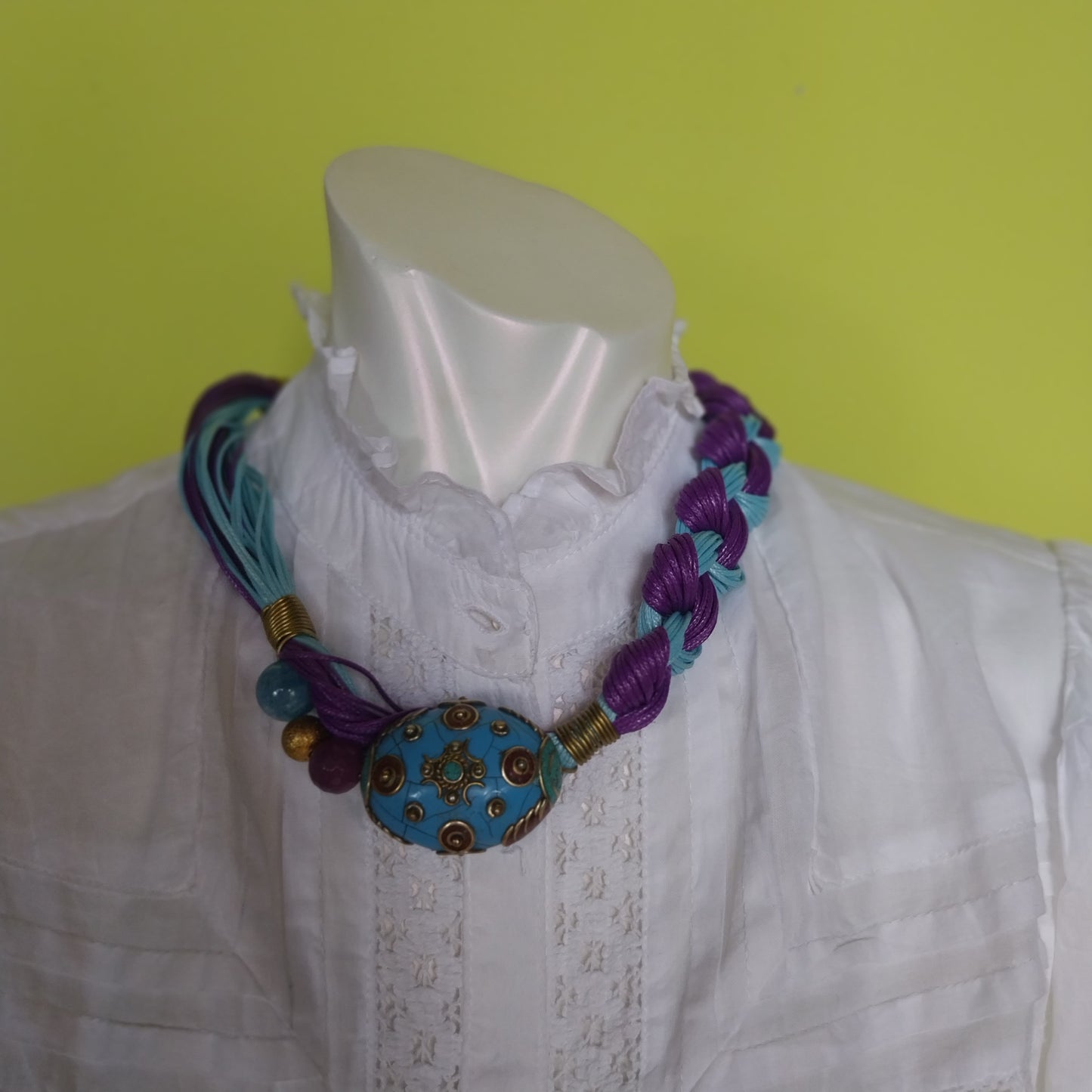 Handmade Indi Necklace bold colorful artisan jewelry