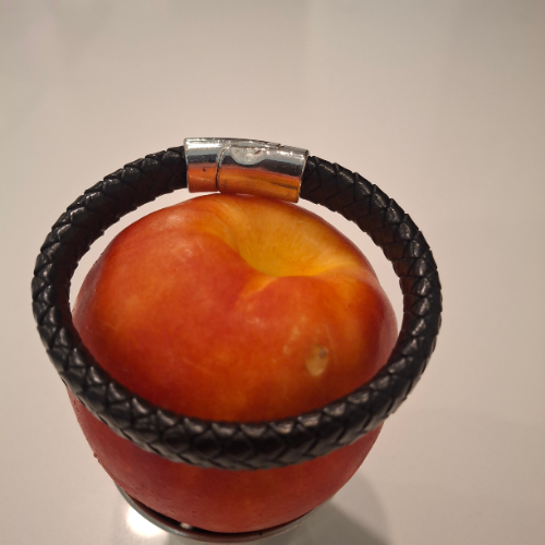 Rider Bracelet in braided leather with chrome clasp