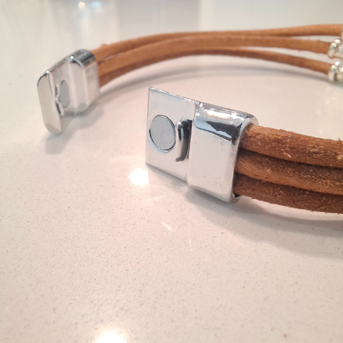Handmade Sasha Bracelet featuring movable chrome steel accents