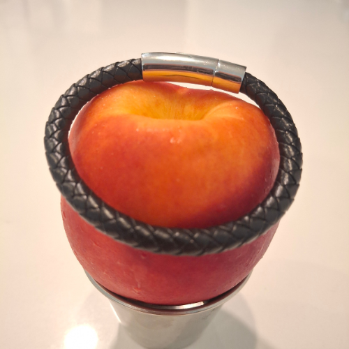 Close-up of braided leather texture of Henry Bracelet