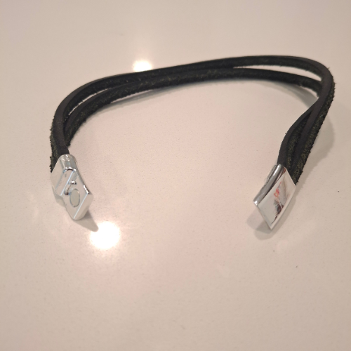 Rebel Bracelet in black suede with smooth chrome clasp