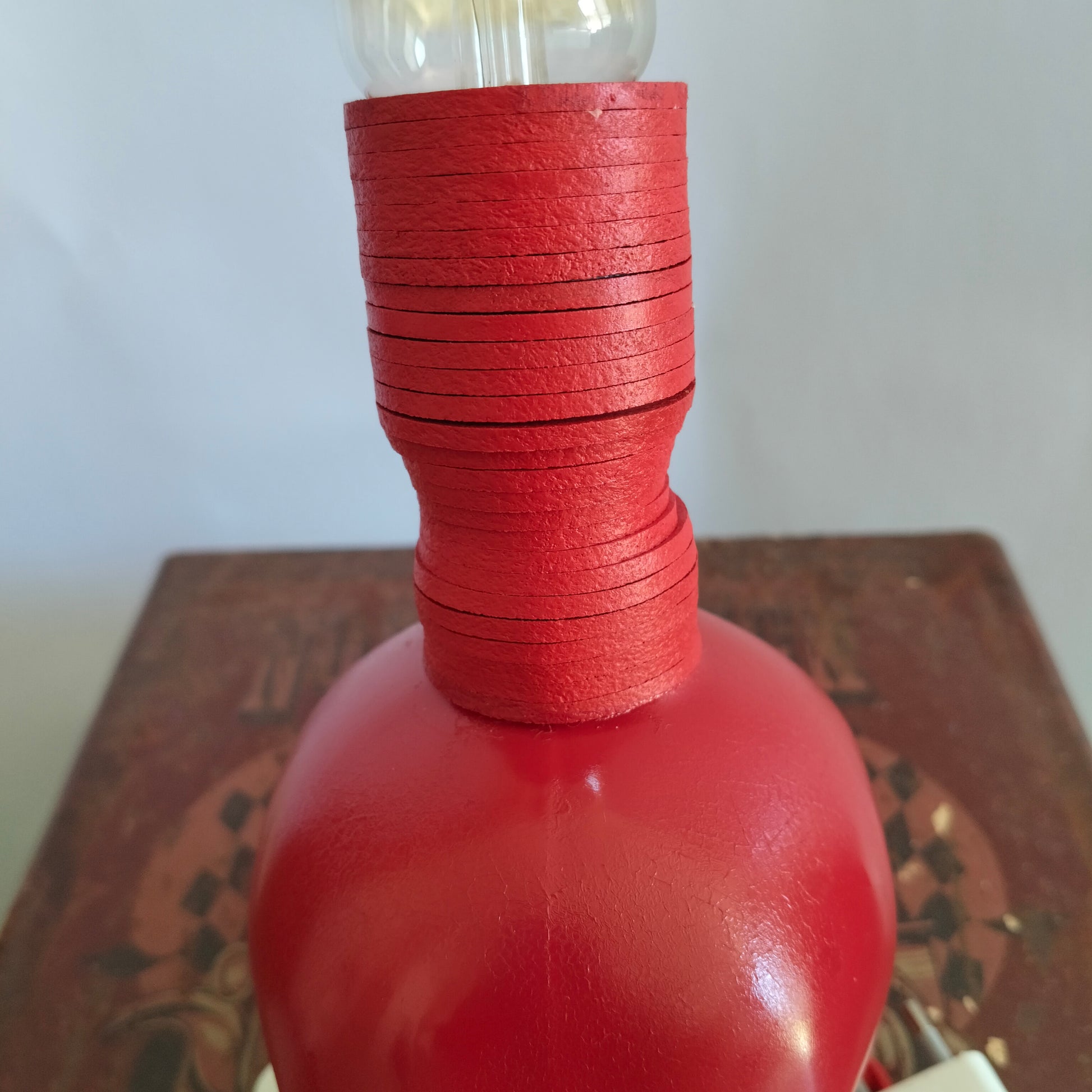 Total red skull lamp with LED love light on table