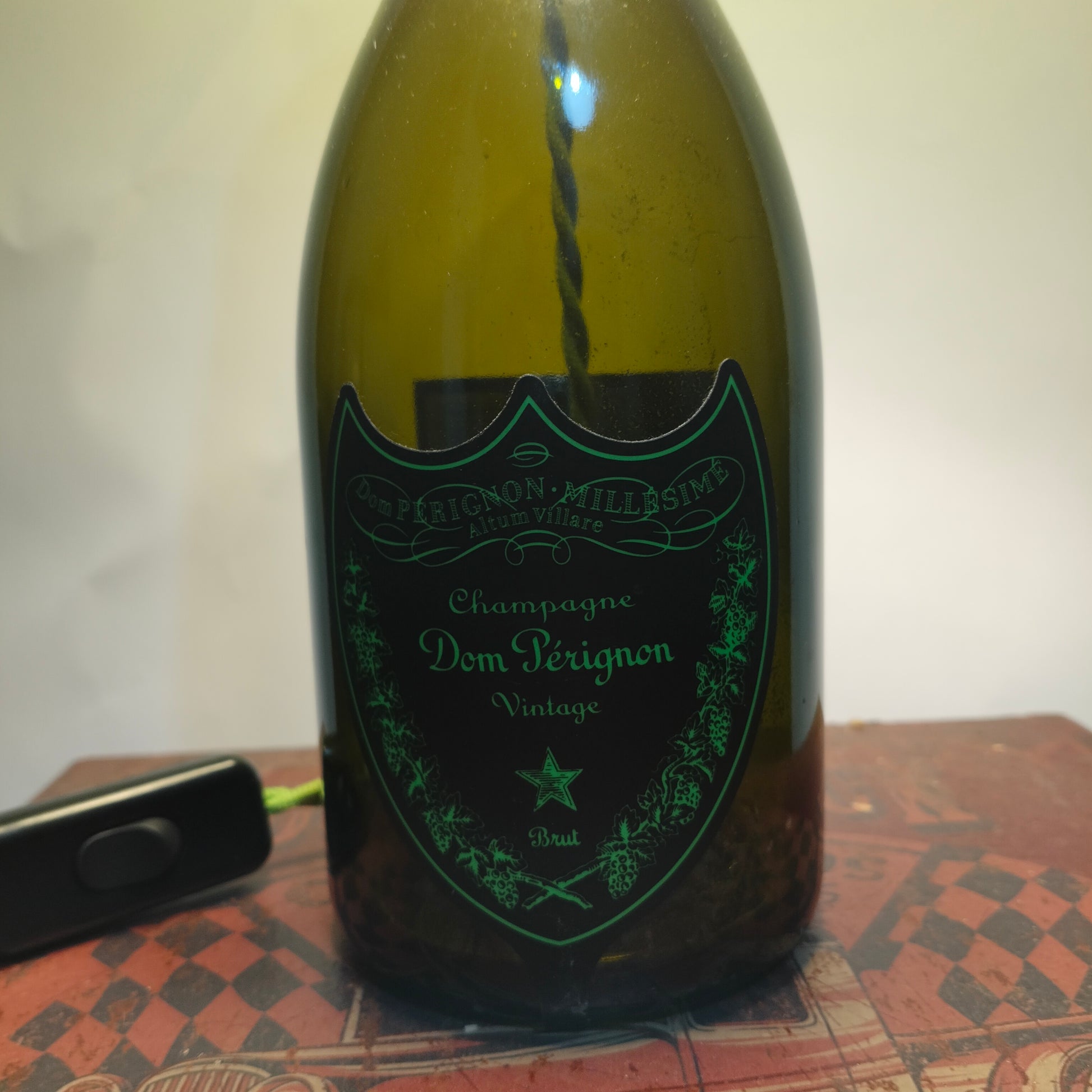 Elegant eco-design lamp made from Dom Pérignon Brut bottle