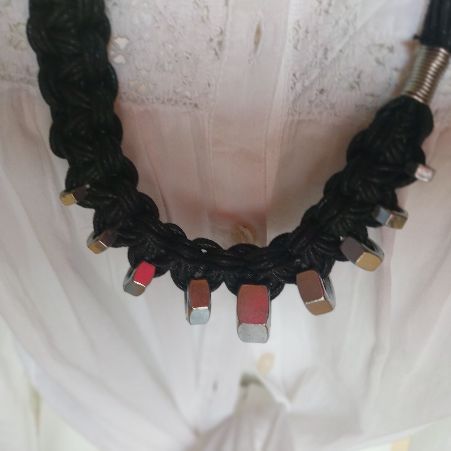 Handmade Harley Necklace with bold industrial clasp design