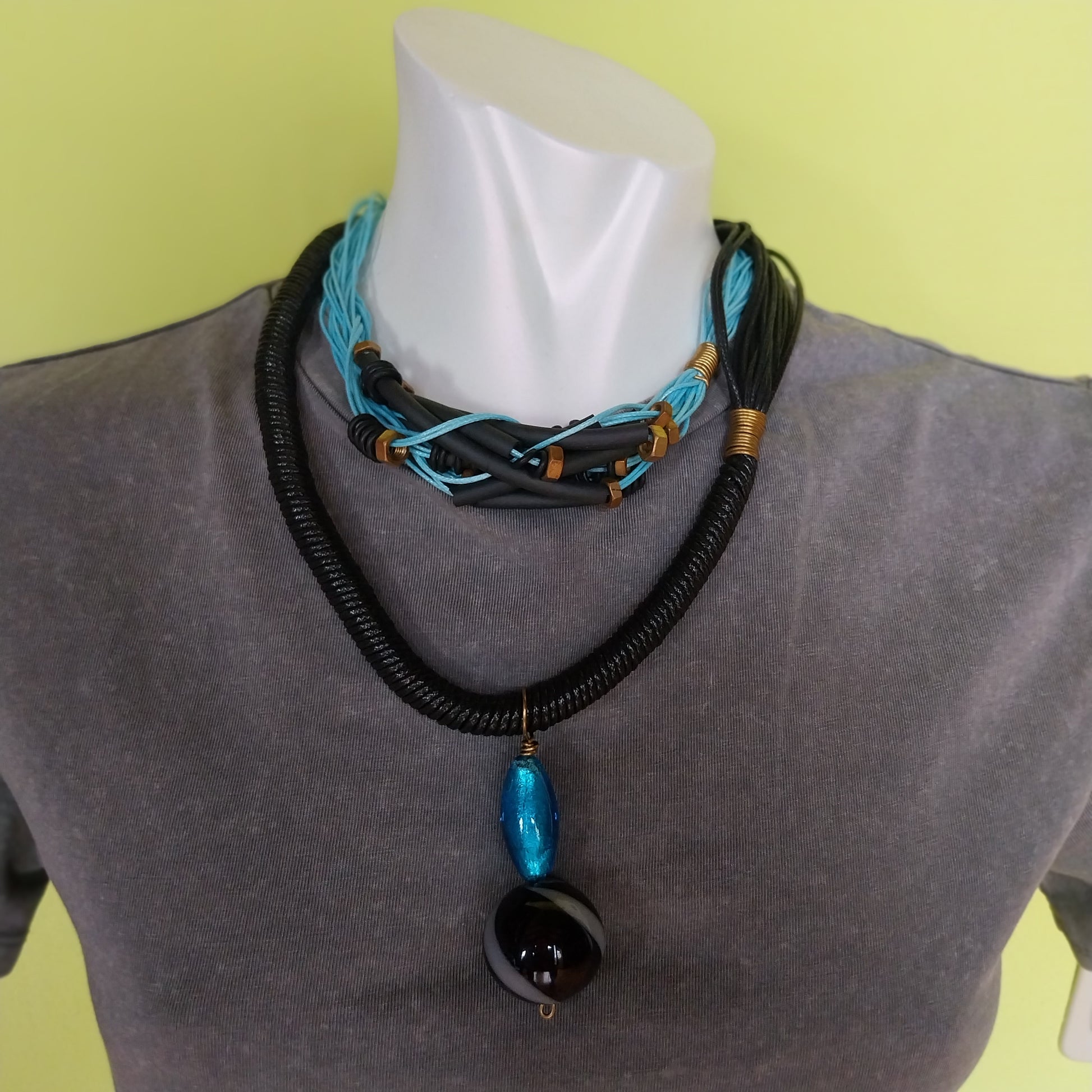 Close-up of Scank Necklace bold artisan Italian jewelry